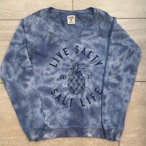 Salt Life Live Salty Woman’s Small Blue Long Sleeve Pullover Sweatshirt NWOT